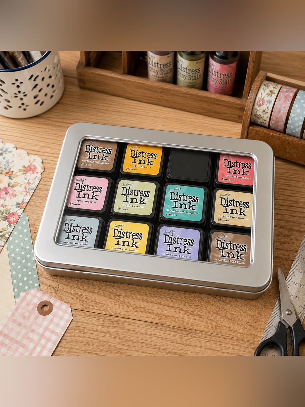 Tim Holtz Distress Ink Mini Stamp Pads Lot of 11 in Case